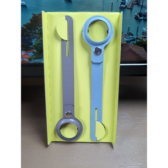 onn. Protective Holder with Strap for Apple AirTag, Vegan Leather, Neutrals, 4PK - Picture 6 of 6